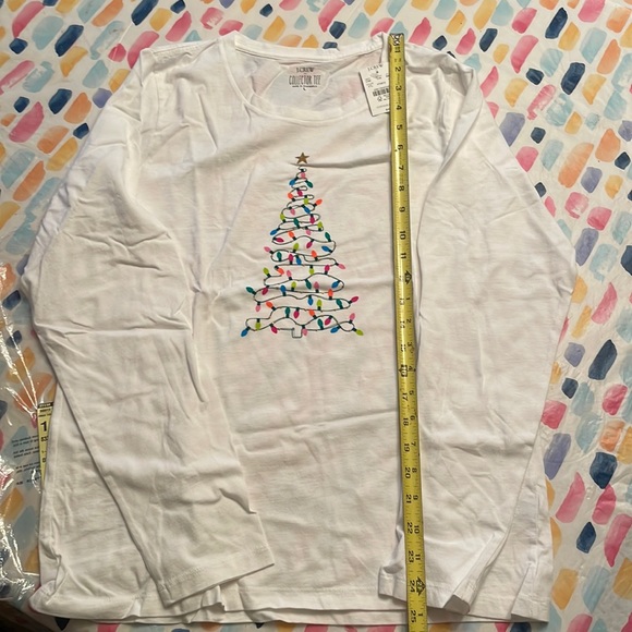 MWT jcrew collector tee, Christmas tree with lights, colorful, long sleeve, L - Picture 2 of 5